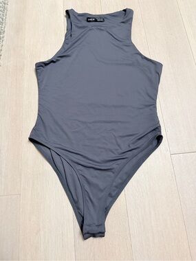 SHEIN Gray High Neck One-Piece Bodysuit